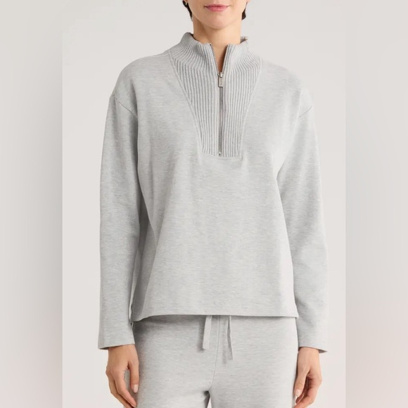 Splendid Sweaters - Splendid Half-Zip Grey Sweater Pullover Size Large